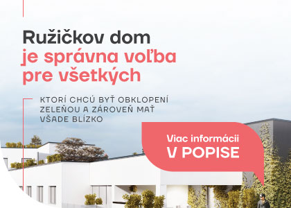 Ružičkov dom je správna voľba pre všetkých, ktorí chcú byť obklopení zeleňou a zároveň mať všade blízko Ružičkov dom je správna voľba pre všetkých, ktorí chcú byť obklopení zeleňou a zároveň mať všade blízko
